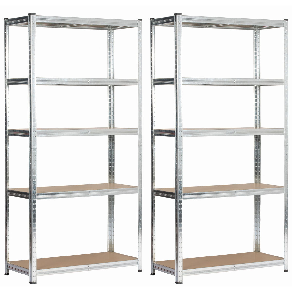 Conjunto de 2 estanterías metálicas modulares de acero galvanizado 90 cm 5 estantes 90x40x180 cm