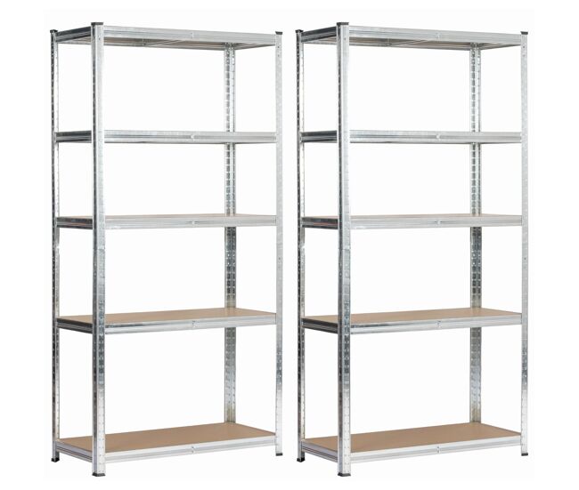 Conjunto de 2 estanterías metálicas modulares de acero galvanizado 90 cm 5 estantes 90x40x180 cm