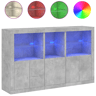vidaXL Aparador com luzes LED 162x37x100 cm cinzento cimento