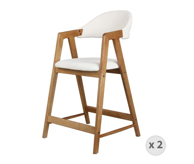 Silla de bar de tela color crudo y fresno (x2)