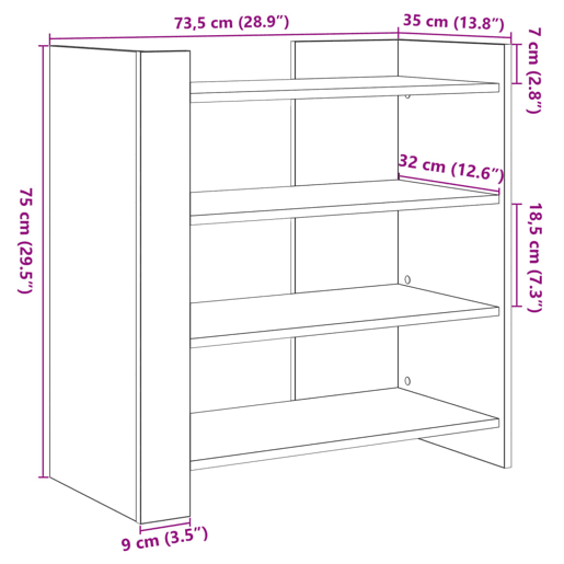 vidaXL Aparador 73,5x35x75 cm derivados de madeira cinzento sonoma