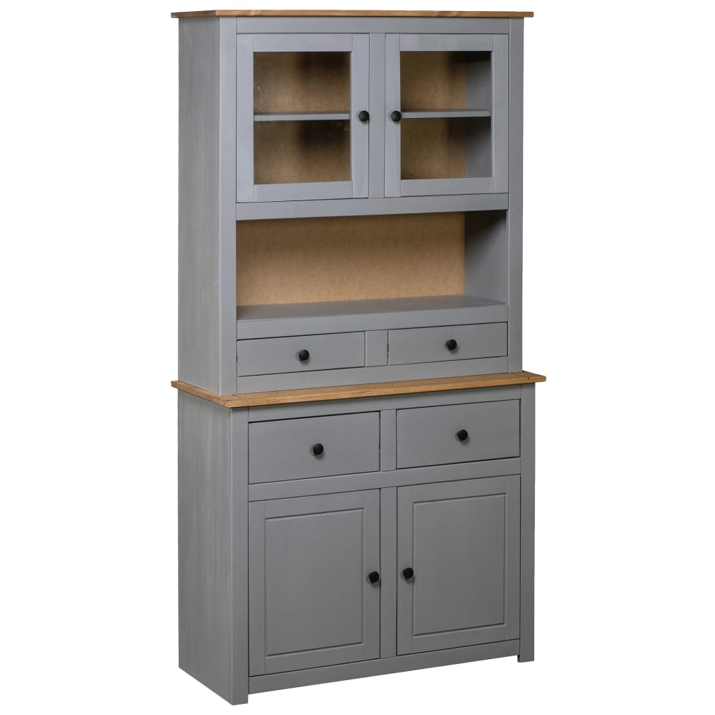 Vidaxl aparador madera maciza pino estilo panamá gris 93x40,5x180 cm