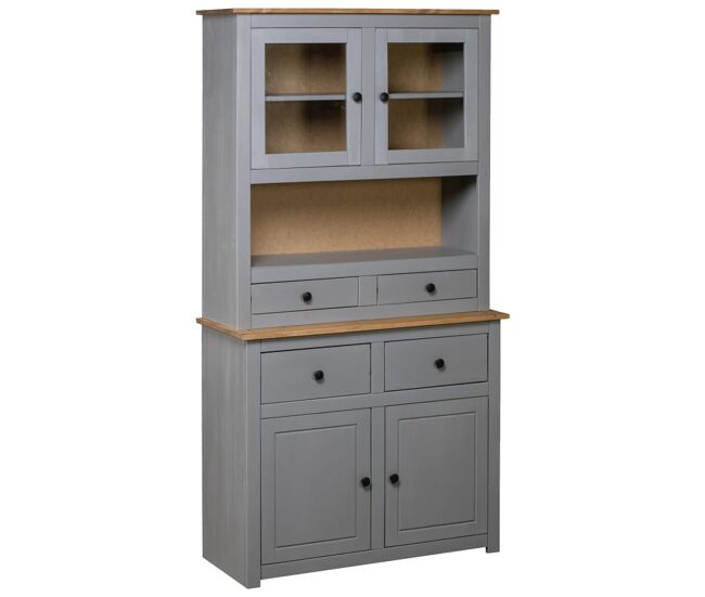 Vidaxl aparador madera maciza pino estilo panamá gris 93x40,5x180 cm