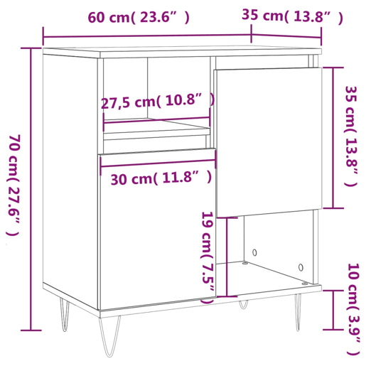 vidaXL Aparador 60x35x70 cm derivados de madeira branco vidaXL Aparador 60x35x70 cm derivados de madeira branco