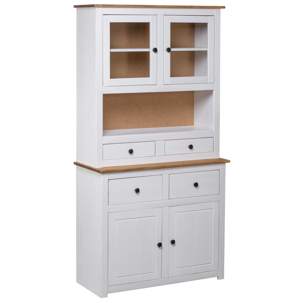 Vidaxl aparador madera maciza pino estilo panamá blanco 93x40,5x180 cm