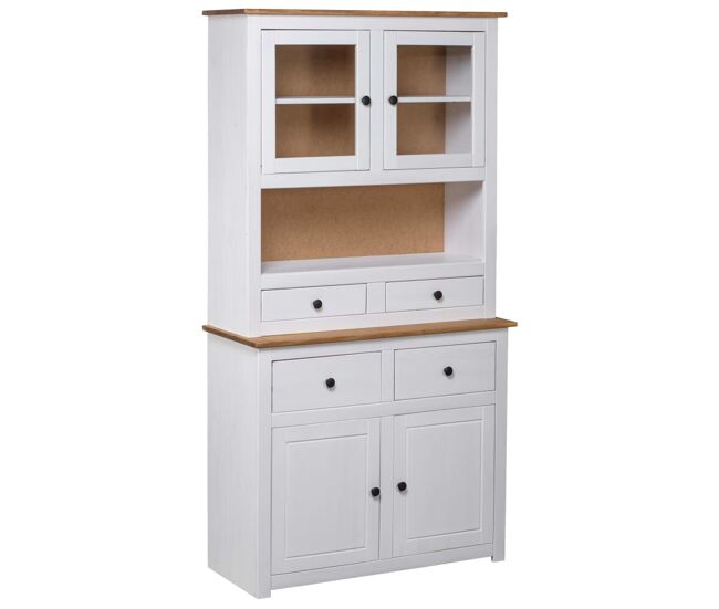 Vidaxl aparador madera maciza pino estilo panamá blanco 93x40,5x180 cm