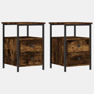 vidaXL Mesas de cabeceira 2 pcs derivados de madeira carvalho fumado