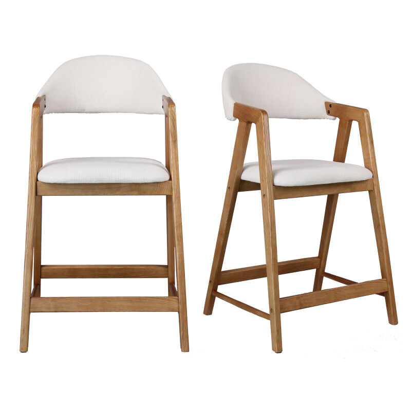 CAMILLE-Silla de bar de tela y fresno