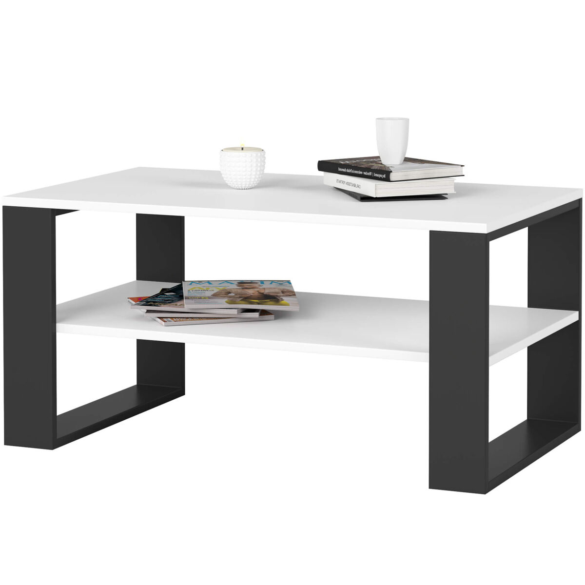 Mesa de centro ALEX 92x53 Blanco/ Negro