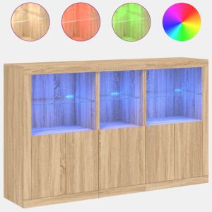 vidaXL Aparador com luzes LED 162x37x100 cm carvalho sonoma