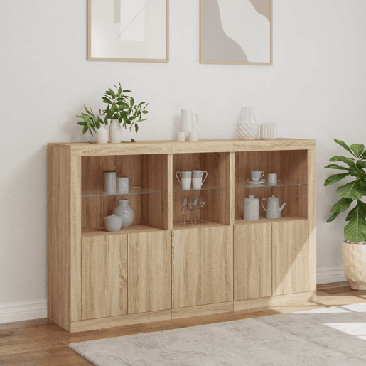 vidaXL Aparador com luzes LED 162x37x100 cm carvalho sonoma