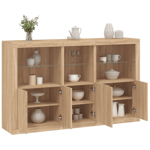 vidaXL Aparador com luzes LED 162x37x100 cm carvalho sonoma