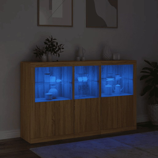 vidaXL Aparador com luzes LED 162x37x100 cm carvalho sonoma