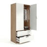 Roupeiro Lark 2 portas 2 gavetas Artik White (Branco mate) - Carvalho canadiano 81,5 x 180 x 52 cm