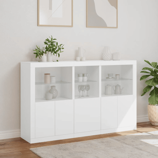vidaXL Aparador com luzes LED 162x37x100 cm branco
