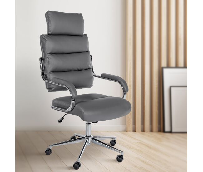 Silla de oficina campo simil cuero gris 78x61x119 cm