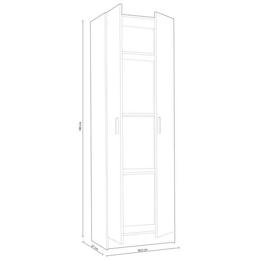 Roupeiro 60 multiusos 2 portas Branco 58,5 x 180 x 38 cm