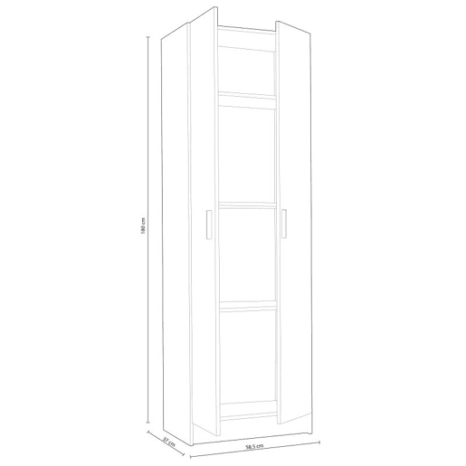 Roupeiro 60 multiusos 2 portas Branco 58,5 x 180 x 38 cm