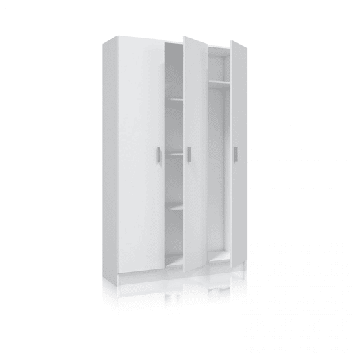 Roupeiro multiusos 110 de 3 portas Branco 109 x 180 x 37 cm