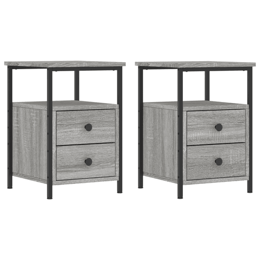 vidaXL Mesas de cabeceira 2 pcs derivados de madeira cinzento sonoma