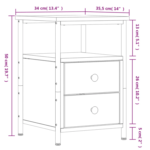 vidaXL Mesas de cabeceira 2 pcs derivados de madeira cinzento sonoma