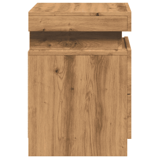 vidaXL Mesa de cabeceira c LED derivados madeira carvalho artisiano vidaXL Mesa de cabeceira c LED derivados madeira carvalho artisiano