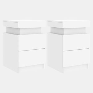 vidaXL Mesas de cabeceira com luzes LED 2 pcs 35x39x55 cm branco