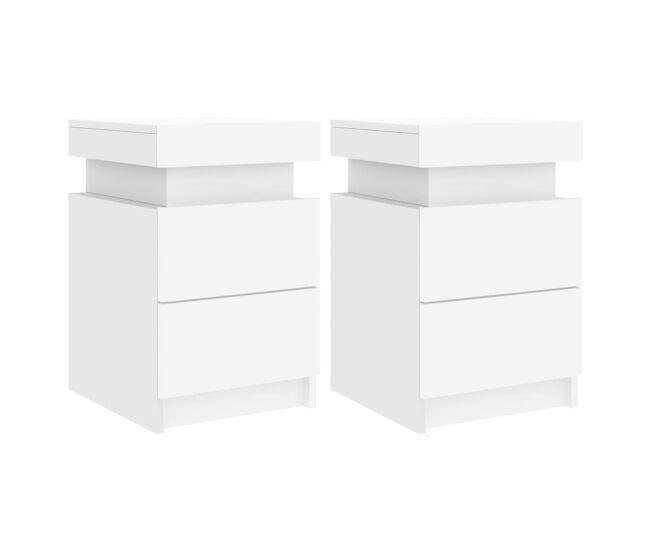 Vidaxl mesitas de noche con luces led 2 unidades blanco 35x39x55 cm