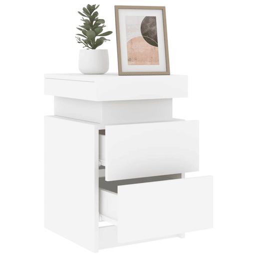 vidaXL Mesas de cabeceira com luzes LED 2 pcs 35x39x55 cm branco vidaXL Mesas de cabeceira com luzes LED 2 pcs 35x39x55 cm branco