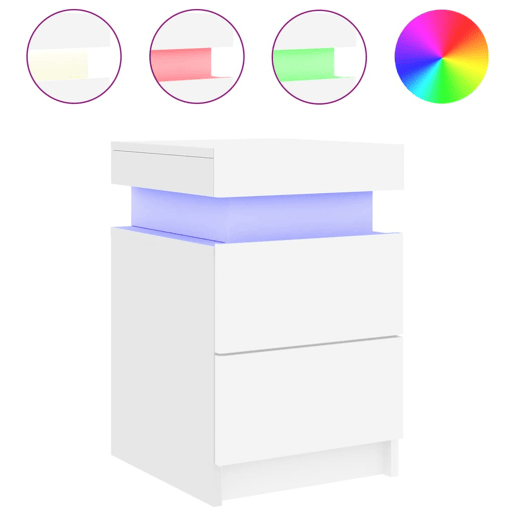 vidaXL Mesas de cabeceira com luzes LED 2 pcs 35x39x55 cm branco vidaXL Mesas de cabeceira com luzes LED 2 pcs 35x39x55 cm branco