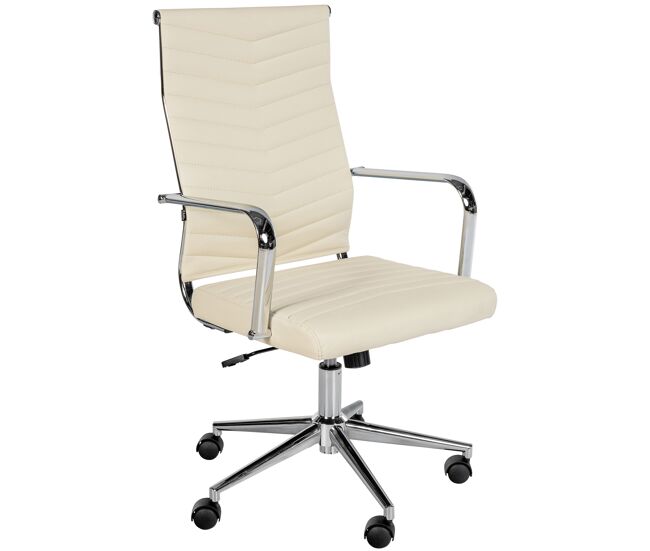 Silla de oficina de piel sintética canby simil cuero crema 60x57x100 cm