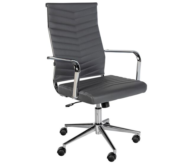 Silla de oficina de piel sintética canby simil cuero gris 60x57x100 cm