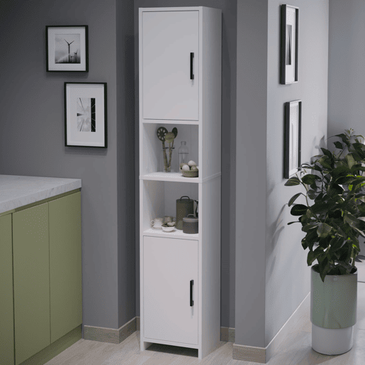 Armário alto Rautrina para banho com 2 portas 180x35x30 cm - Branco en.casa