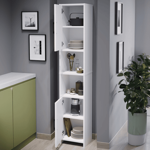Armário alto Rautrina para banho com 2 portas 180x35x30 cm - Branco en.casa