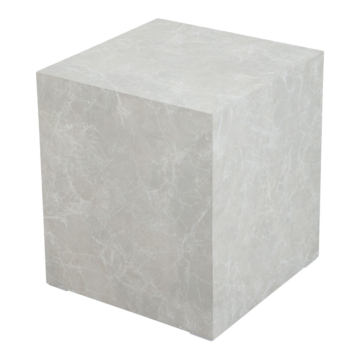 Mesa auxiliar ellelu forma de cubo 45x40x40cm efecto mármol topo [en.casa]
