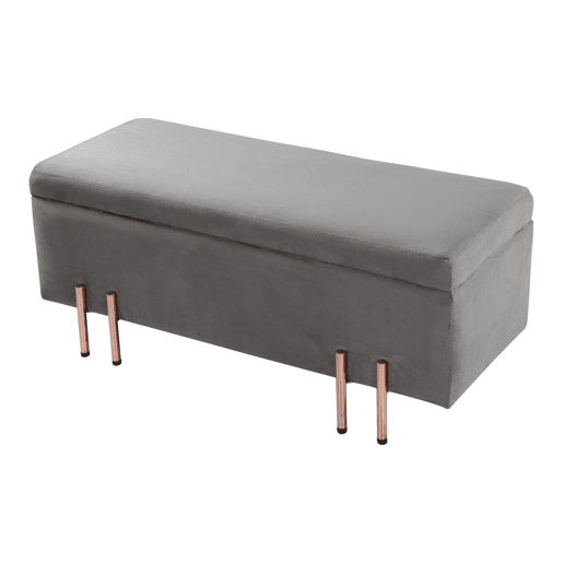 Arca de assento Dals veludo pernas metálicas 118 x 40 x 42 cm - Cinzento en.casa