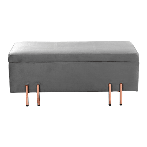 Arca de assento Dals veludo pernas metálicas 118 x 40 x 42 cm - Cinzento en.casa