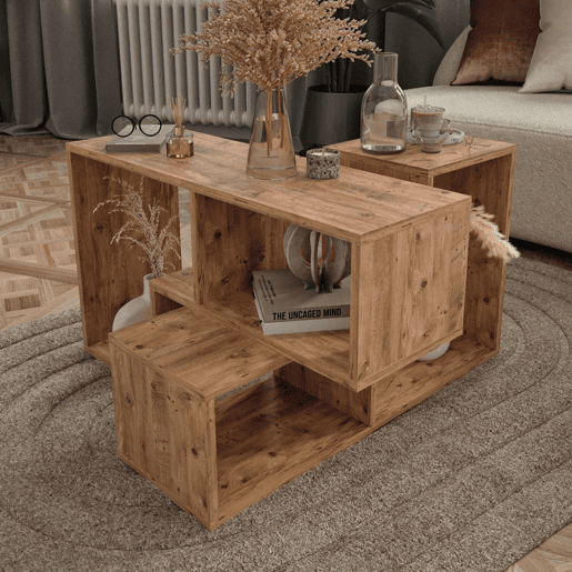 Conjunto de mobiliário modular Hustersurd de 2 peças DIY - Carvalho en.casa