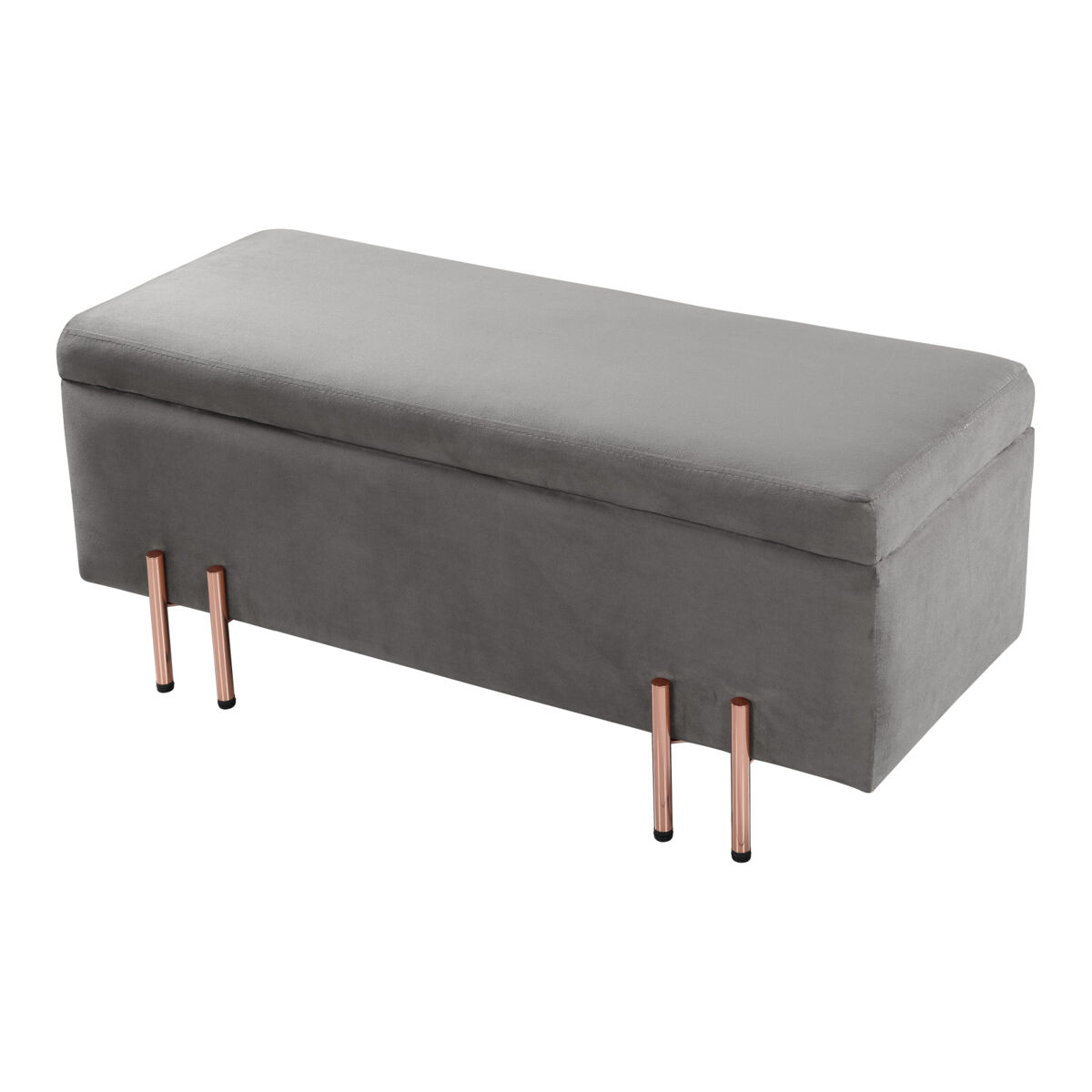 Banco con almacenaje dals 100x40x42 cm terciopelo - gris [en.casa]