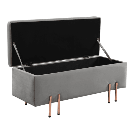 Arca de assento Dals veludo pernas metálicas 100 x 40 x 42 cm - Cinzento en.casa