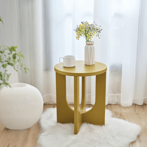 Mesa de apoio Kysdajore redonda 50xØ40 cm Amarelo mostarda en.casa