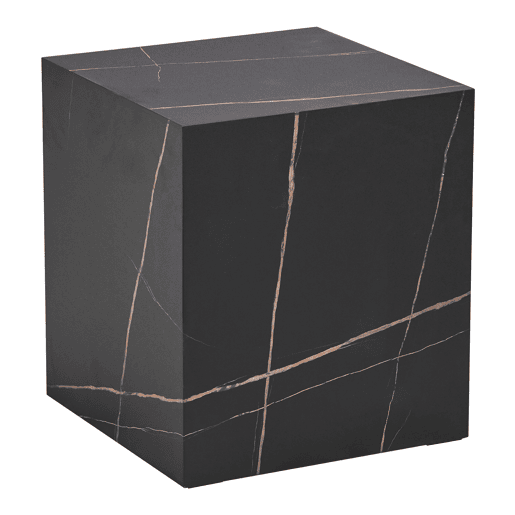 Mesa de apoio Ellelu cubo MDF 45x40x40cm Aspeto mármore preto en.casa