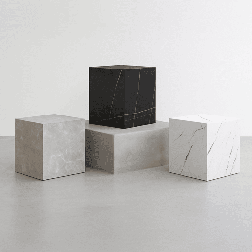 Mesa de apoio Ellelu cubo MDF 45x40x40cm Aspeto mármore preto en.casa