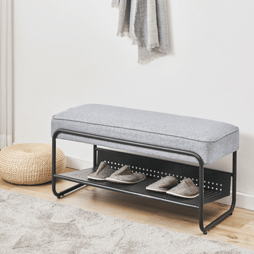 Banco para sapatos Lillehammer 90x37x42 cm - Cinzento en.casa