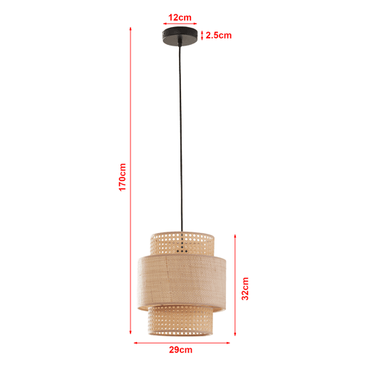Candeeiro suspenso Biggar de 1 luz 170 cm de altura Aspeto de rotim  padrão de vime