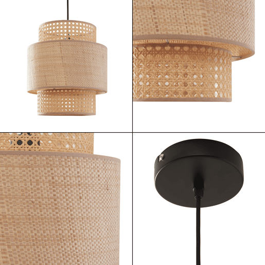 Candeeiro suspenso Biggar de 1 luz 170 cm de altura Aspeto de rotim  padrão de vime