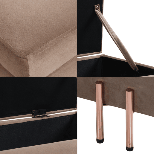 Arca de assento Dals veludo pernas metálicas 100 x 40 x 42 cm - Castanho en.casa