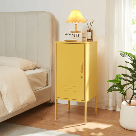 Armário de cabeceira Hausjärvi com porta 82x35x35 cm aço - Amarelo en.casa
