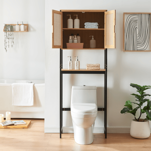 Armário de casa de banho sobre sanita Tervola bambu 172x63x27 cm - PretoNatural en.casa Armário de casa de banho sobre sanita Tervola bambu 172x63x27 cm - PretoNatural en.casa