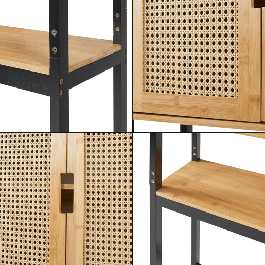 Armário de casa de banho sobre sanita Tervola bambu 172x63x27 cm - PretoNatural en.casa Armário de casa de banho sobre sanita Tervola bambu 172x63x27 cm - PretoNatural en.casa